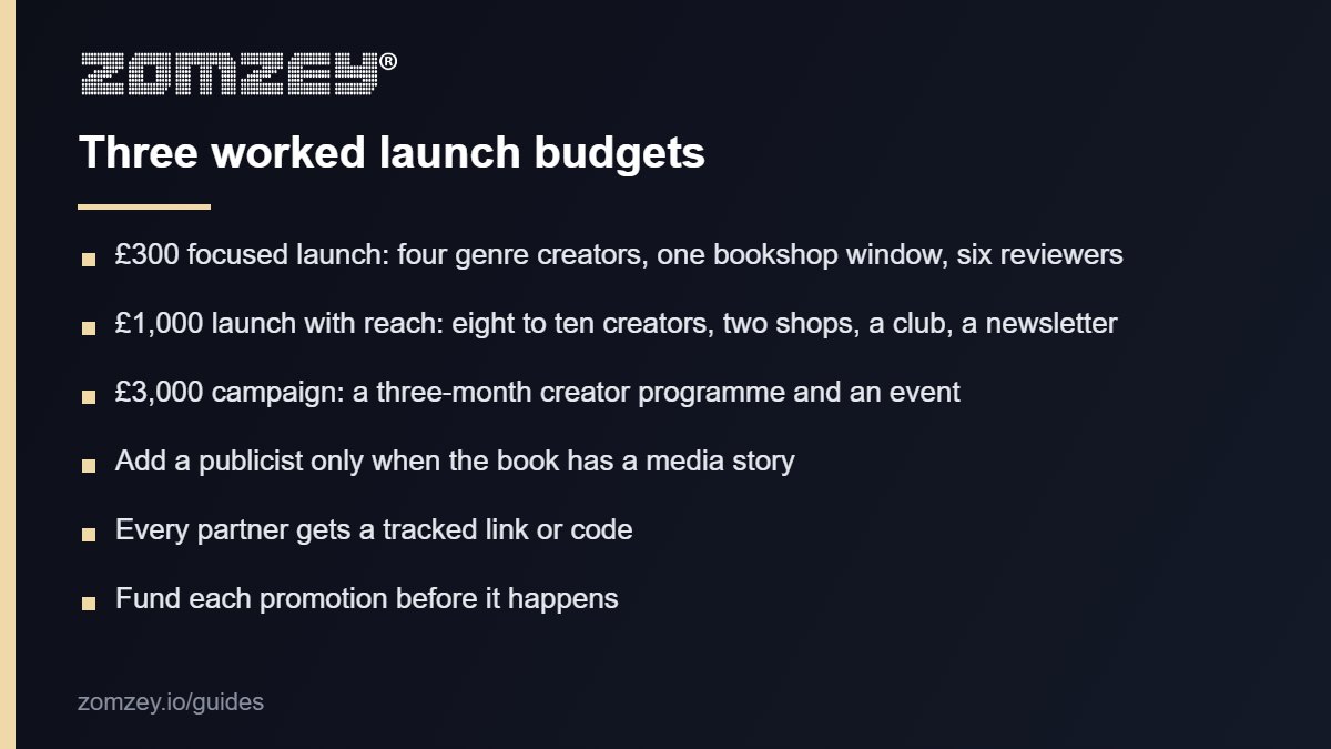 Three worked book marketing budgets for UK authors