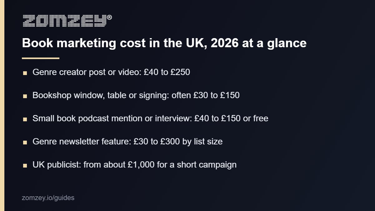 Book marketing cost in the UK 2026: what each kind of promotion costs