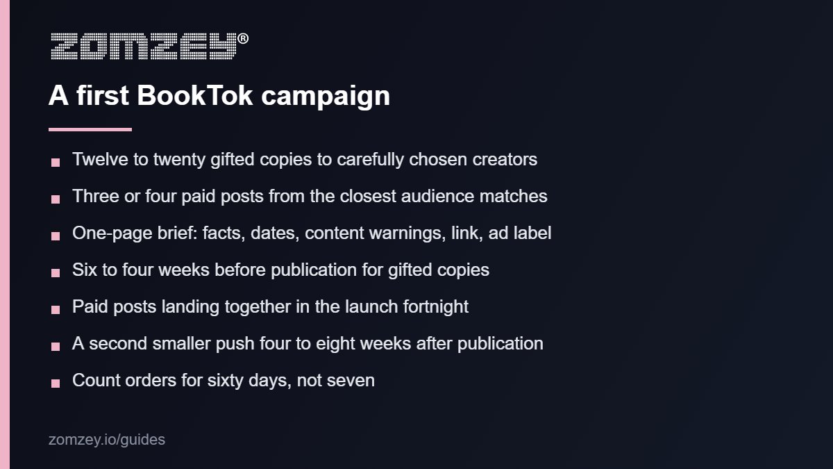 Checklist for a first BookTok campaign for a UK author