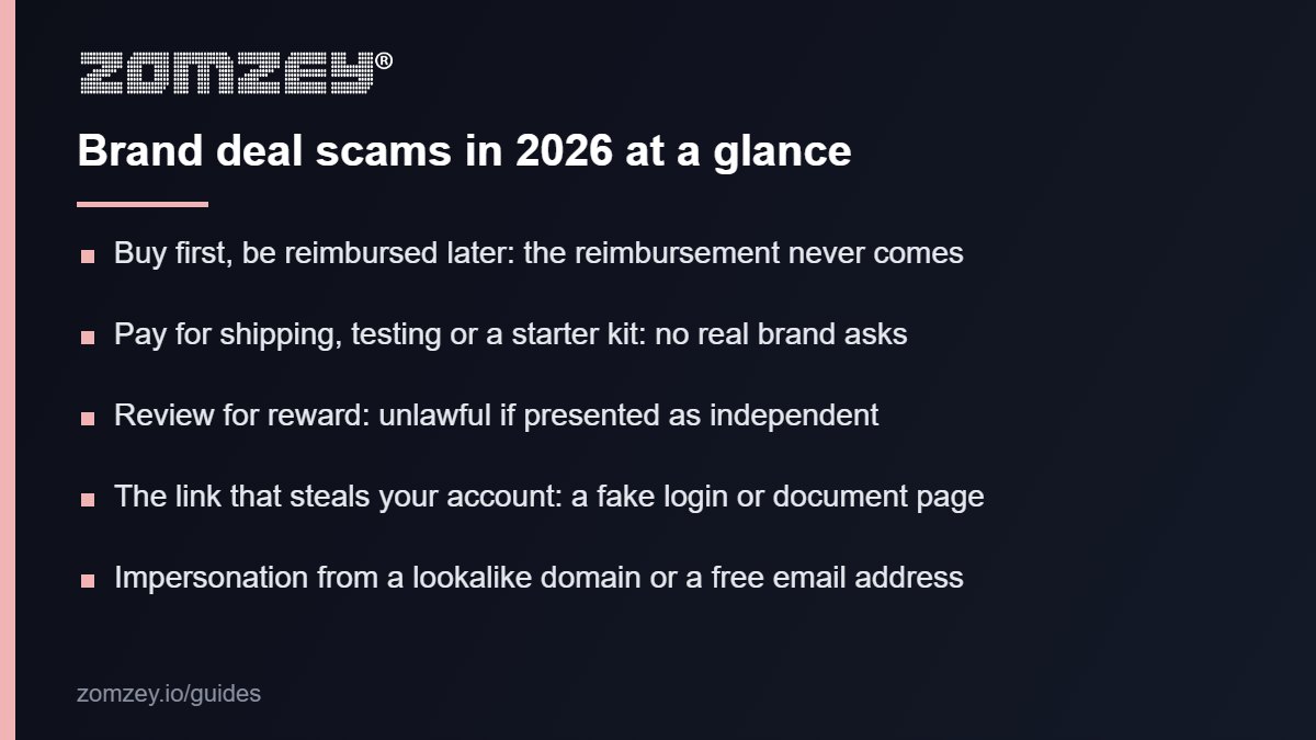 Brand deal scams 2026: the five patterns creators meet most
