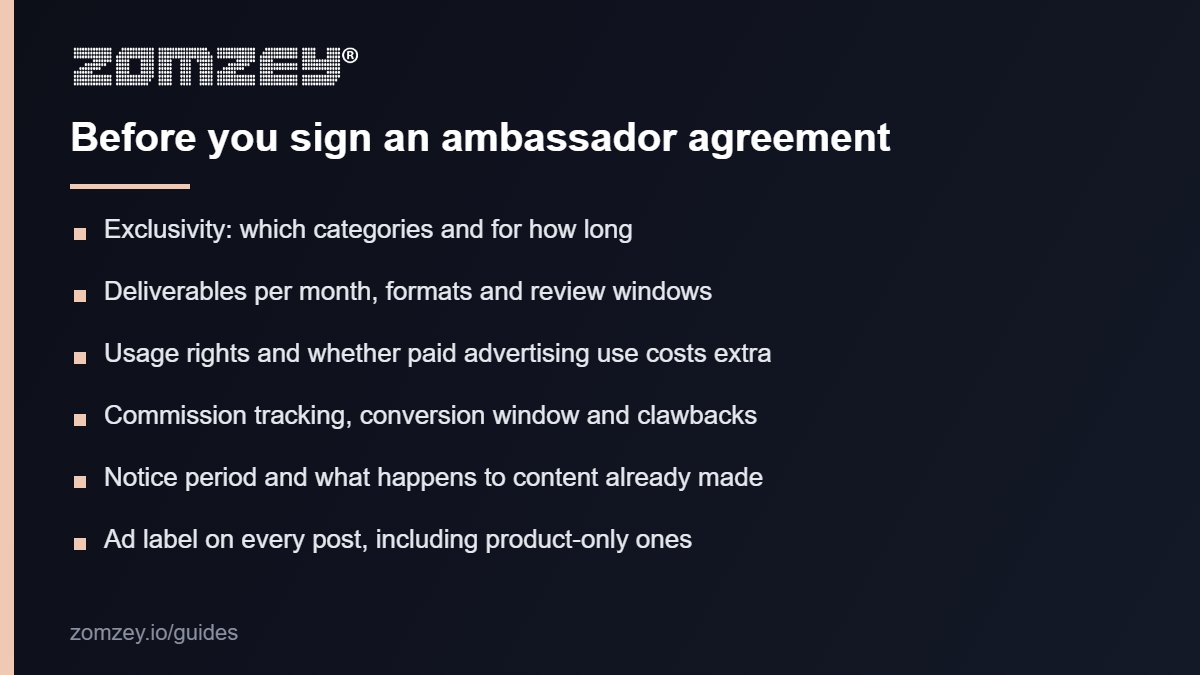 Checklist before signing a brand ambassador agreement