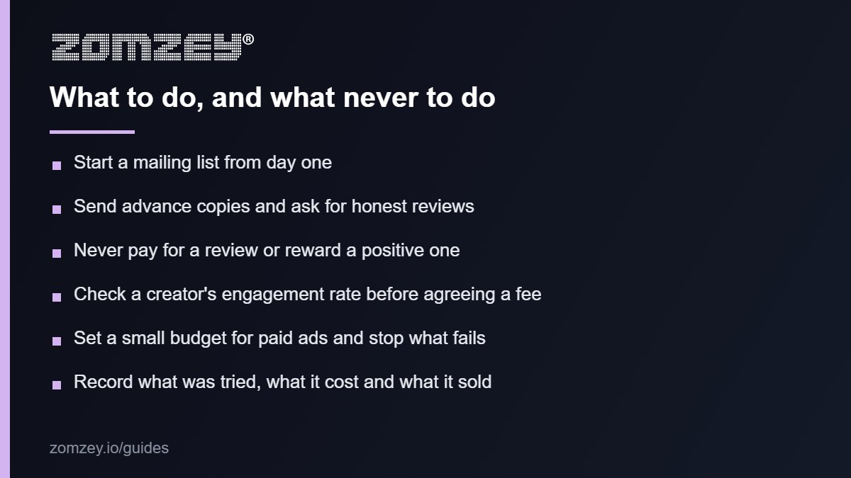 Checklist for promoting a self-published book honestly