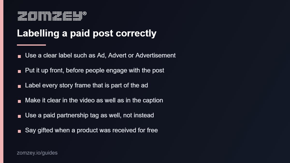 Checklist for following the influencer ad rules in the UK