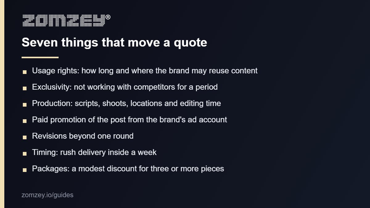 Checklist of the modifiers that move influencer rates