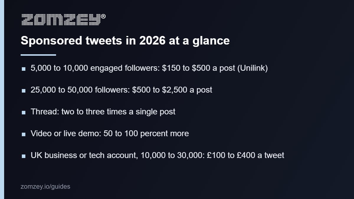 Sponsored tweets 2026: the rate figures by audience size