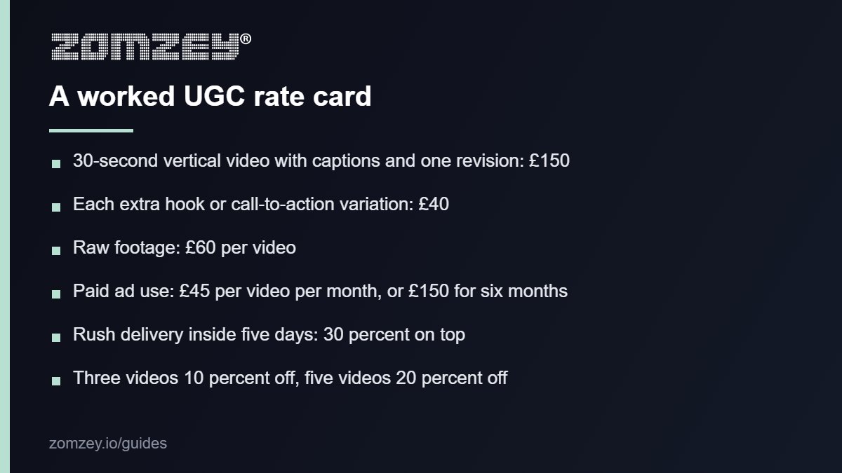 A worked UGC rate card for a UK creator